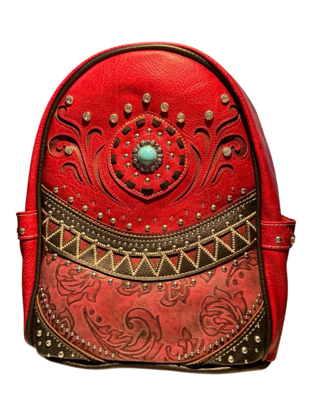 Red Western Concealed Carry Backpack – Turquoise Concho Accent – NWT